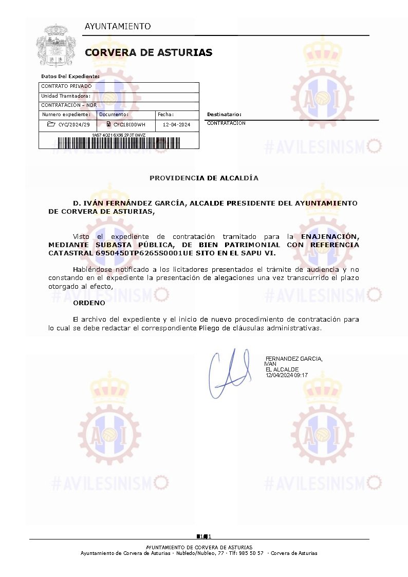 ✅ El Ayto. de Corvera ha publicado la resolución de la adjudicación de los terrenos de la ciudad deportiva sin alegaciones, por lo que la subasta resulta desierta y ya hay vía libre para la republicación de la misma. Buenas noticias para el <a href="/RealAvilesInd/">Real Avilés Industrial</a>.
#avilesinismo 🔵⚪️🔴