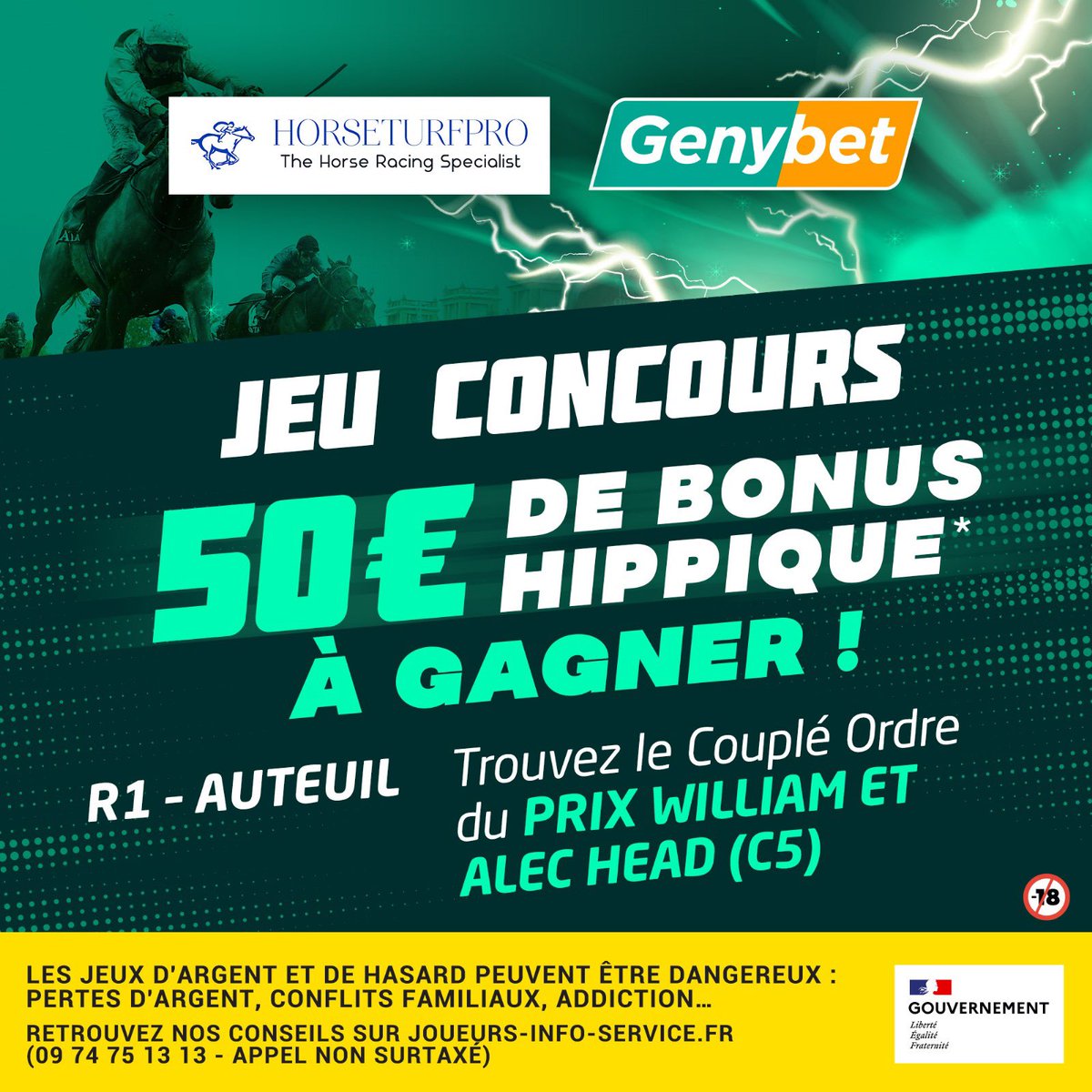 🎁#jeuconcours @Hippo_Auteuil 💶5X10€ de bonus hippiques @Genybet_Turf 👉RT+Follow @horseturfpro et @Genybet_Turf 🥰 👉Donne ton couplé ordre du Prix William Head de mardi @Hippo_Auteuil en com🏇🏇 Prépare tes jeux 👉 bit.ly/Prix_William_E… 🔞