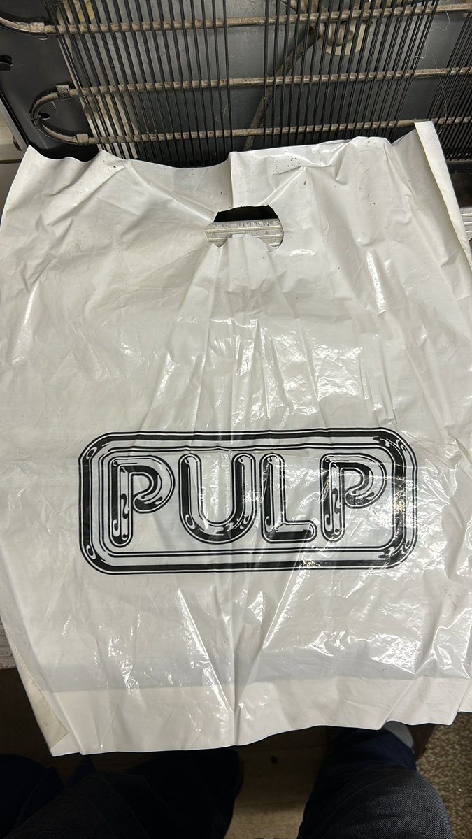 Pulp carrier bag unearthed from cellar clear out. Late 90’s vintage I guess.
