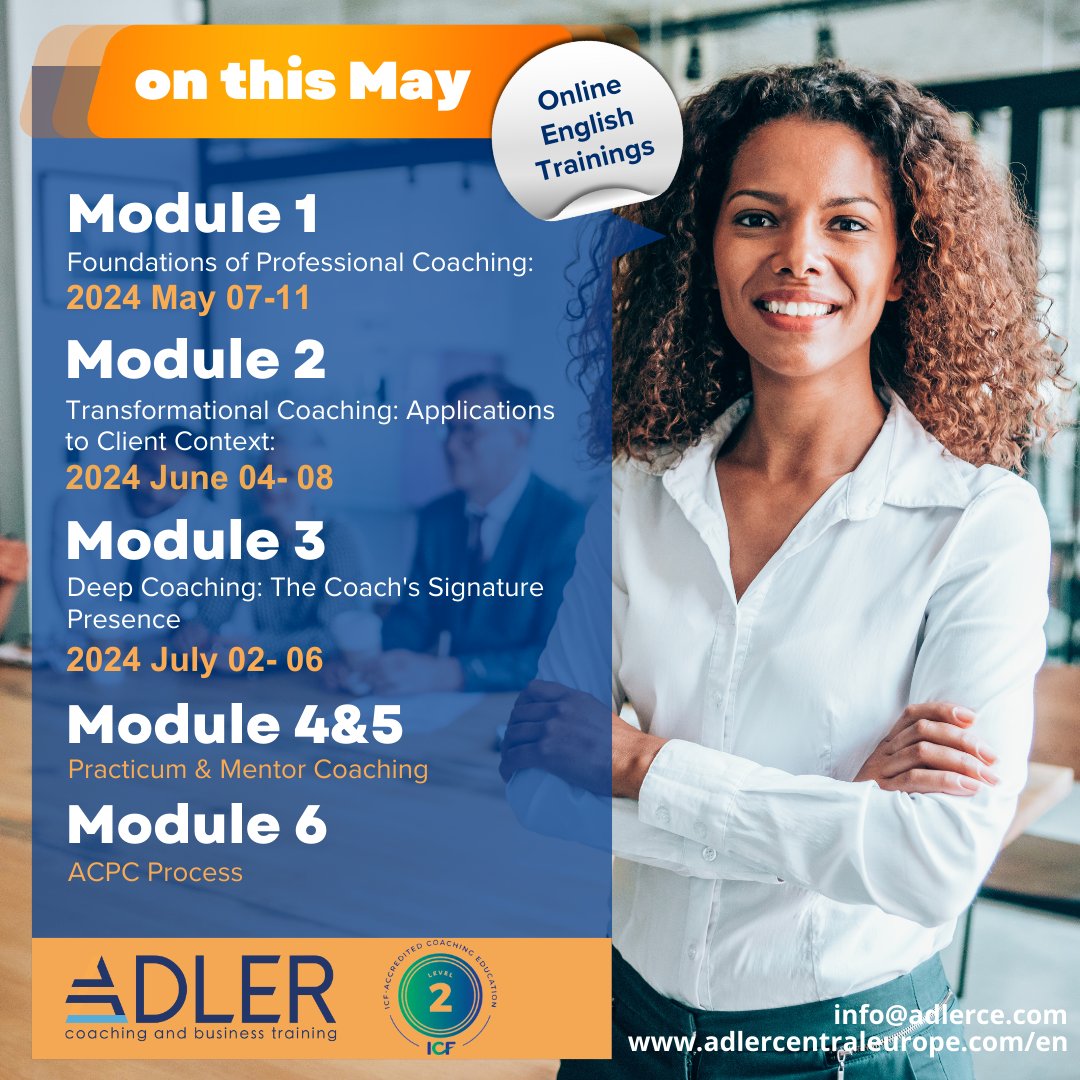 If you want to become a Professional Executive Coach, get in touch with us about our Online Coaching Programs!

#Adler #AdlerCoaching
#professional #training #trainer #coach #business #businesstraining #ICF #AdlerEurope #coachingprograms #ICFcoaching #becomeacoach