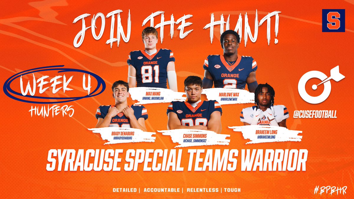 New additions to the Hunt Club from week 4! Looking forward to seeing RELENTLESS EFFORT from @CuseFootball in week 5! #DART 🎯 #HuntOrBeHunted #BombSquad 💣