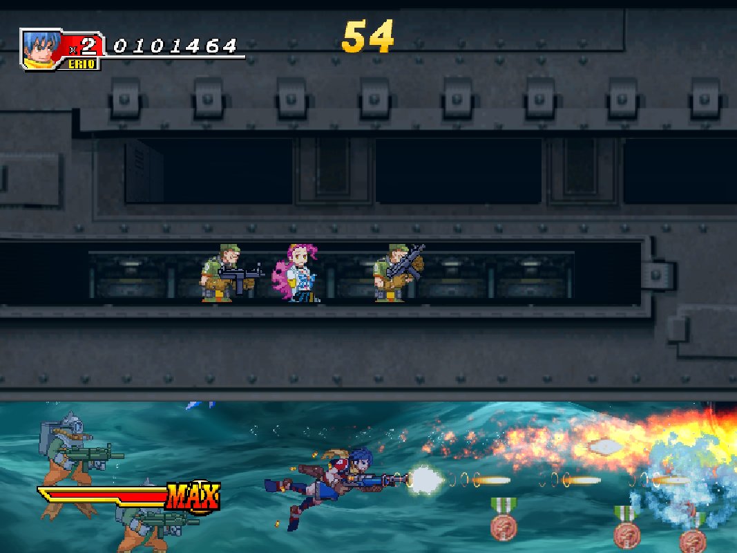 BuscandoElWarp's tweet photo. El juego del día: #DolphinBlue (#Atomiswave)
Creador: #Sammy 2003
Con clara inspiración en Metal Slug este juego cumple con su objetivo: seleccionar a Eiro o a Ann que de vez en cuando montan a su delfín y disparar miles de balas a cuanto enemigo se te cruce para salvar al mundo. https://t.co/QRSWiHKARi