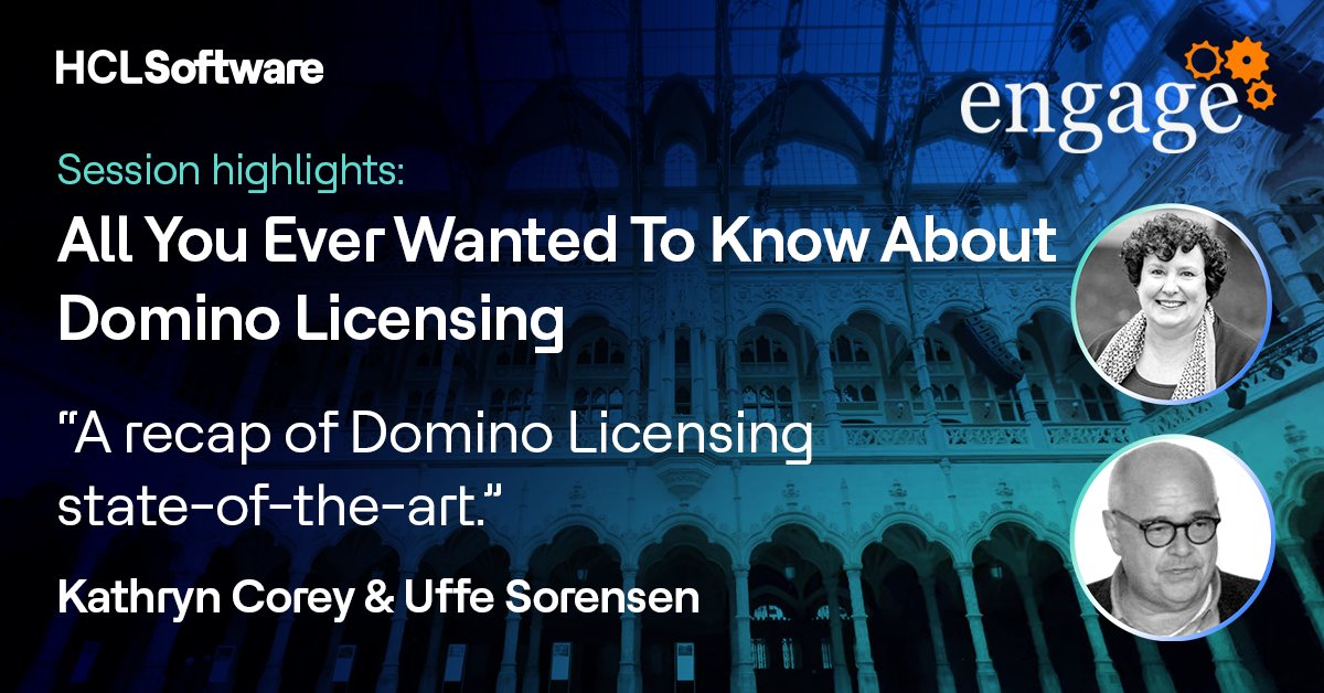 #dominoforever - all @HCLDomino customers join my session with Kathryn Corey on Wed April 24 at @Engageug in Antwerp to learn about Domino licensing now and going forward !