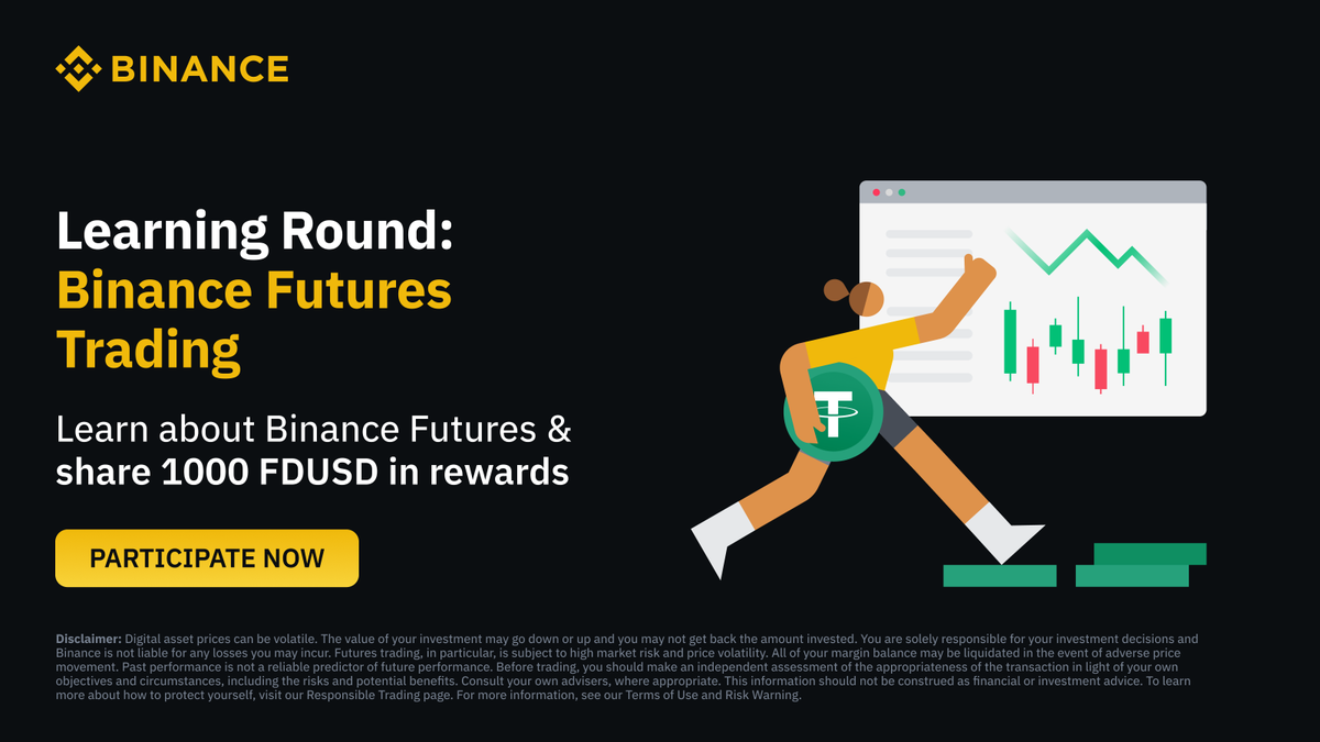 BinanceAfrica's tweet photo. Join the #Binance Futures Learning Round to share up to 1000 FDUSD prize vouchers.

To enter:
🔸RT &amp; Follow @BinanceAfrica
🔸RT every #BinanceFuturesTrading post shared daily
🔸Participate in the final Quiz on April 22.

Get Started ➡️ https://t.co/iaJ6ztkMbO https://t.co/Md6XsMnP4N