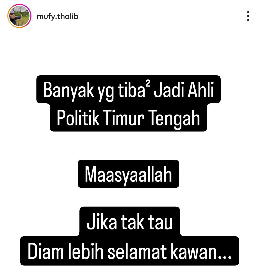 goodreligion_id's tweet photo. Yang satunya bangga dengan serangan Iran yg satu lagi tak suka...padahal yaa sama sama g tau ada apa dibalik ini semua...

Diam lebih selamat jika anda tak tau...

Wallahualam bissowab...

(Ustadz Mufy Thalib hafizhahullah) https://t.co/38ItKp6NuR