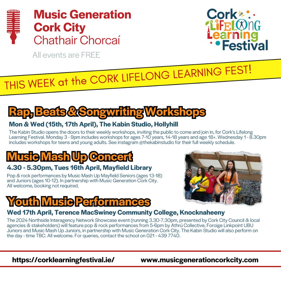 The Cork Lifelong Learning Fest runs until Wednesday and there are still lots more brilliant events happening including these ones! Come along, it's free! @learning_fest #CorkLovesLearning #CorkCelebratesLearning #wearecork #corklearningfest2024