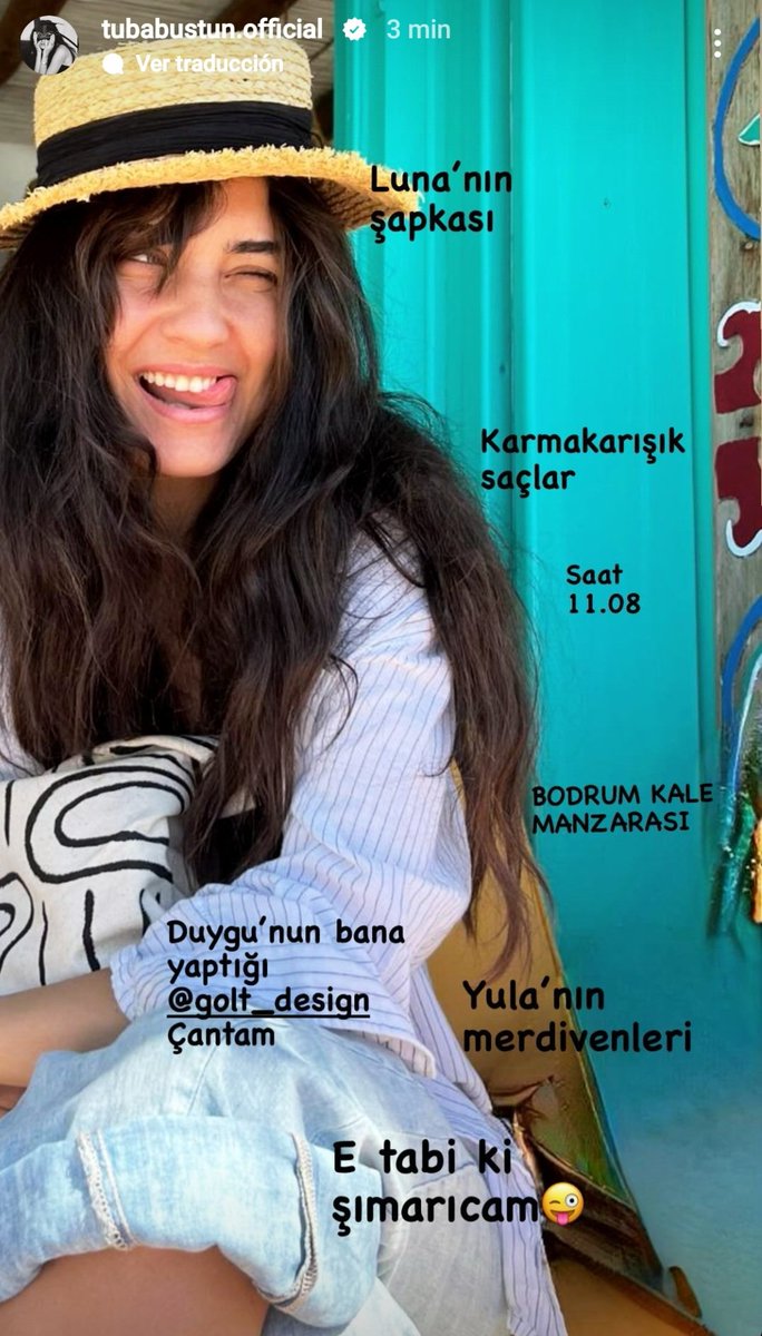 Tuba 🦋
Beautiful  ⚘️⚘️
Luna's
hat
tangled hair
At 11.08
THE VIEW OF BODRUM KALE
My @golt_design bag that Duygu made me
Yula's stairs
Of course I will be spoiled 😜
#TubaBüyüküstün