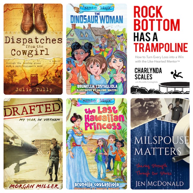 On #PurpleUpDay, salute the kids of our military authors:
💜@BrunellaCostag1 THE DINOSAUR WOMAN & THE LAST HAWAIIAN PRINCESS
💜@CharlyndaJean ROCK BOTTOM HAS A TRAMPOLINE
💜@CowgirlDispatch DISPATCHES FROM THE COWGIRL
💜@JenMcDonald88 MILSPOUSE MATTERS
💜Morgan Miller DRAFTED!