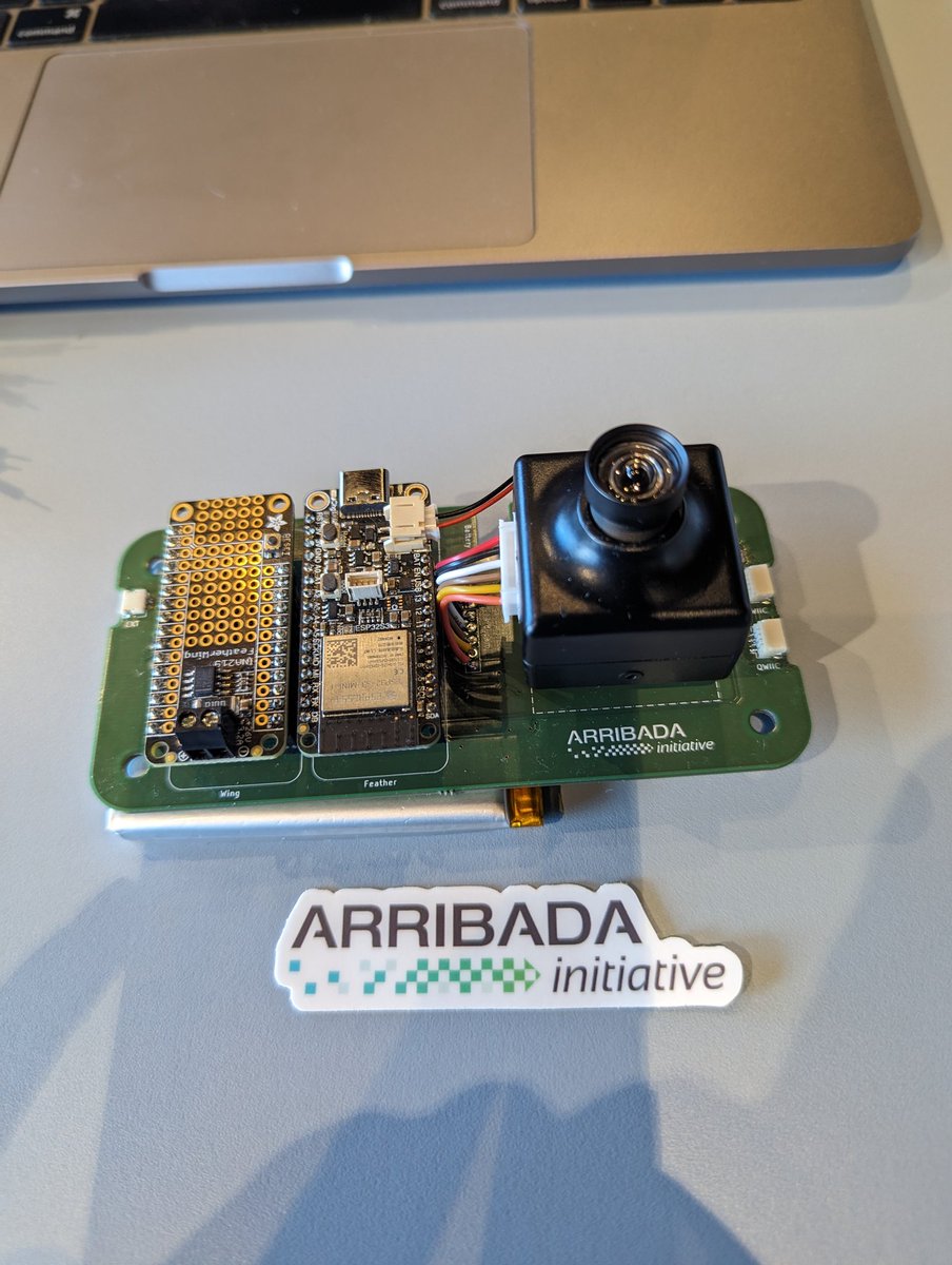 Getting ready to take @arribada_i's new time lapse camera for a test dive! It'll be sat off the coast of Bermuda observing Seagrass. It's designed around an @adafruit Feather + Wing and an @ArducamOfficial Mega for easy image capture. And of course @ZephyrIoT for SW application!