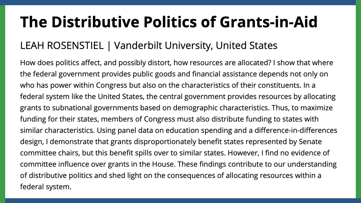 How does politics affect how resources are allocated? @leahrosenstiel finds where the federal government provides public goods and financial assistance depends on who has power within Congress and constituents' characteristics. #APSR #APSRFirstView ow.ly/kbAB50RfkgW