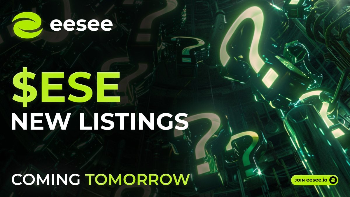 Breaking news: New CEX Announcement coming tomorrow! 🚀 $ESE is expanding rapidly to bigger exchanges! Big updates and new utilities are coming soon so make sure to follow the latest updates. Our community & holders will be impressed 💎 Where will the new listing be? Share