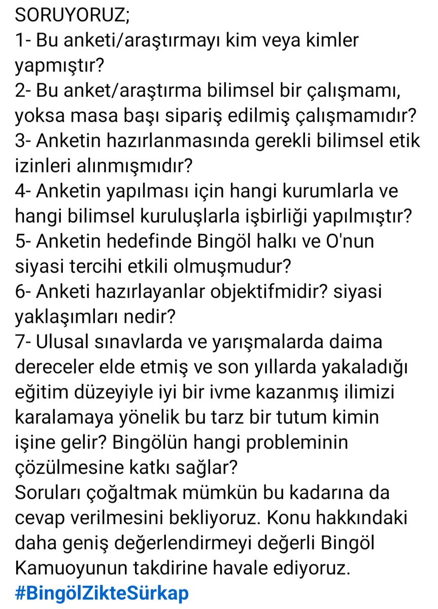 BİNGÖL KAMUOYUNA 
#Ziktesürkap