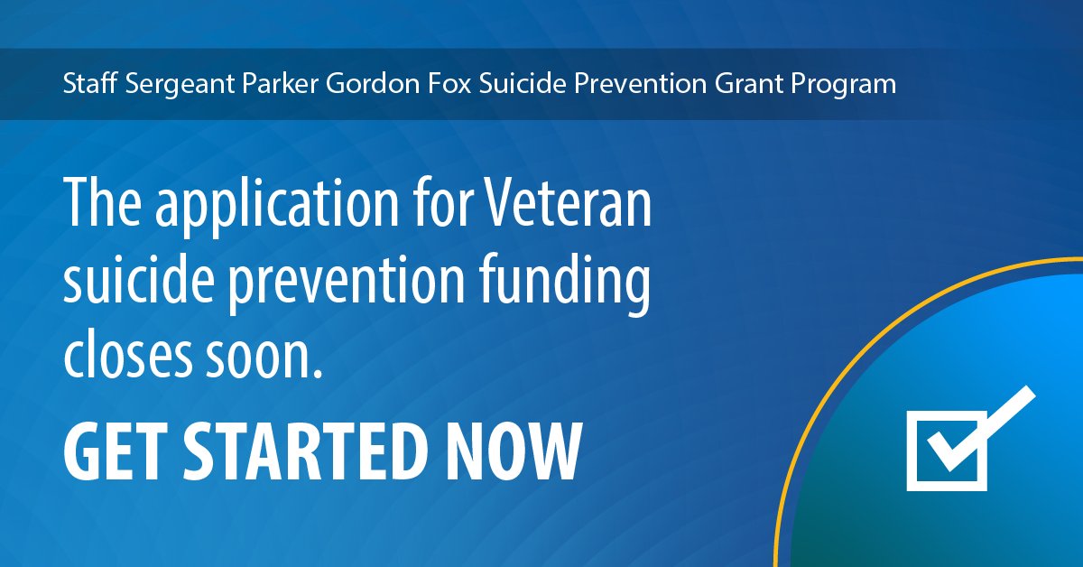 Apply today for grant funding for your community-based organization. April 26 is the deadline—late applications will not be accepted. Review application materials: MentalHealth.VA.gov/ssgfox-grants