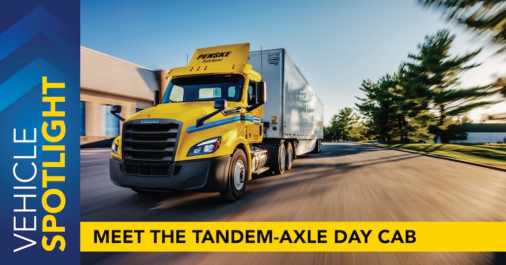 Practical and reliable, our tandem-axle day cab tractors have the power to get the toughest job done. Learn how our fleet of commercial tractors and trailers can move your business forward: bit.ly/4cZKcqT #Penske #VehicleSpotlightSeries #CommercialRental