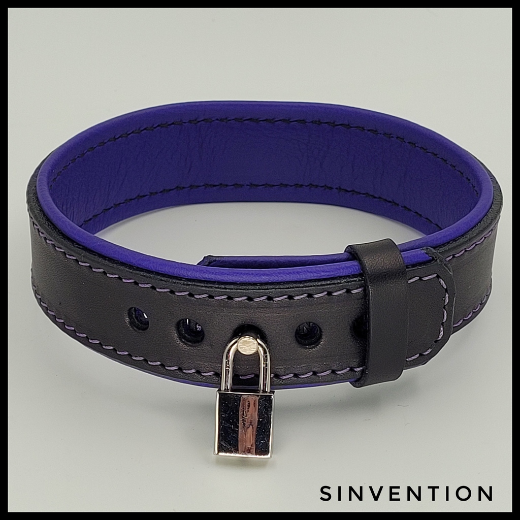 A striking combination of Black and Royal Purple soft leathers on this sexy Lust collar. Wrap their neck in our sensual leathers and secure it with a small lock ✨️🔐 churchofsinvention.com/slim-and-sexy-… . #collared #slavecollar #bdsm #bondage #bdsmcommunity