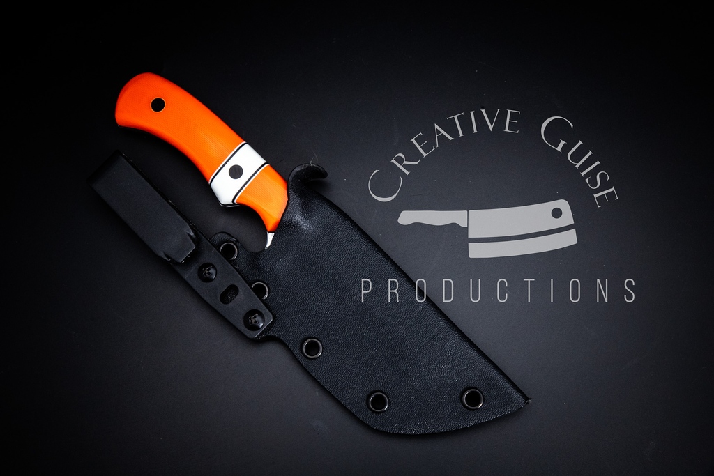 Four Inch Everyday Carry Tanto in 1095 High Carbon Steel with Orange and White Segmented Handle Scales.

l8r.it/jVVp

#everydaycarry #edcgear
#edc 
#artisan #craft #handmadeisbetter #handcrafted #makersgonnamake #supporthandmade