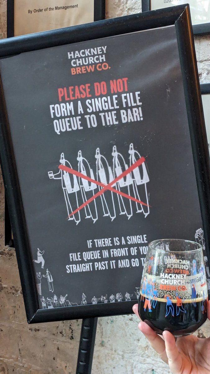 dpvinson's tweet photo. @ATJbeer Heres a sign I spotted recently - @hackneychurchbc official queue jump recommendation https://t.co/yQ3QqdNl46