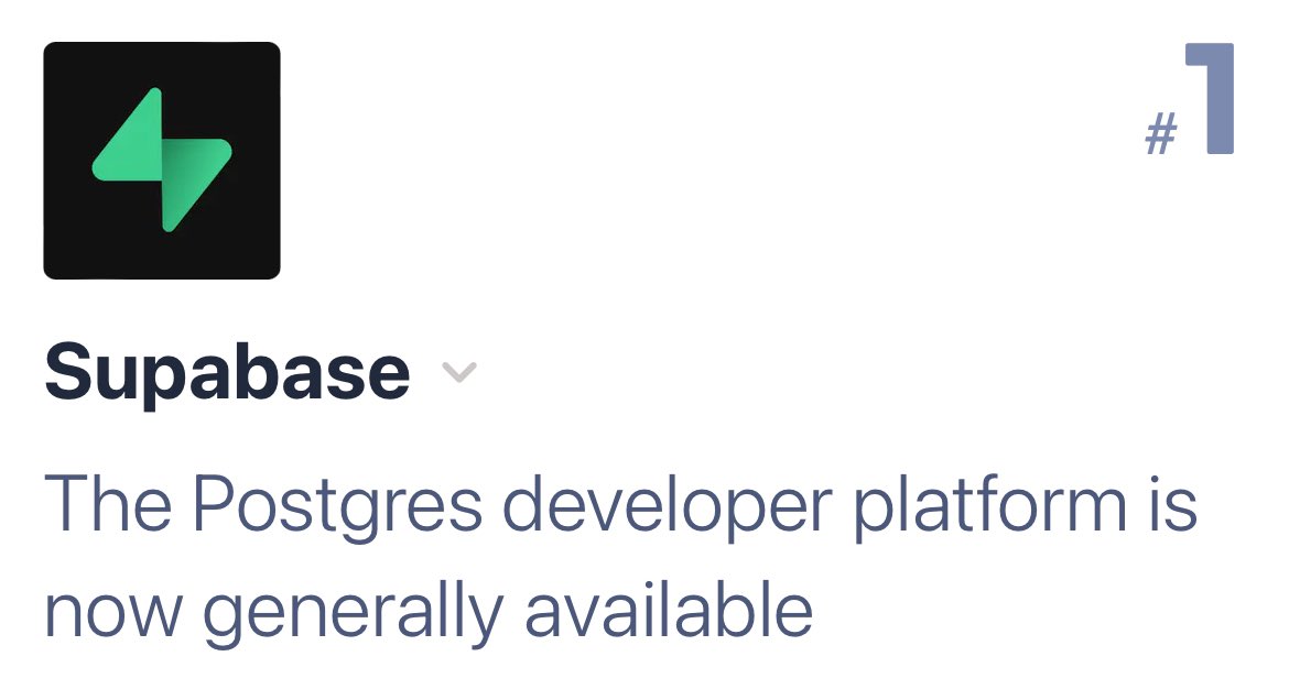 Congress to @kiwicopple, @thorwebdev and crew on the @supabase launch today! “Postgres developer platform” is a much better tag line 😉