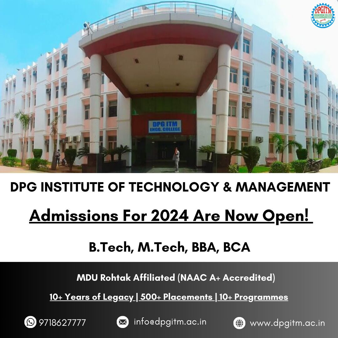 Learn more about the admissions here: dpgitm.ac.in 

#dpgitm #admissions2024 #collegeadmissions #gurugram #engineering #btech #btechadmission #bestcollegeingurugram #bestengineeringcollege #bestmanagementcollege #MDURohtak #graduation #graduate