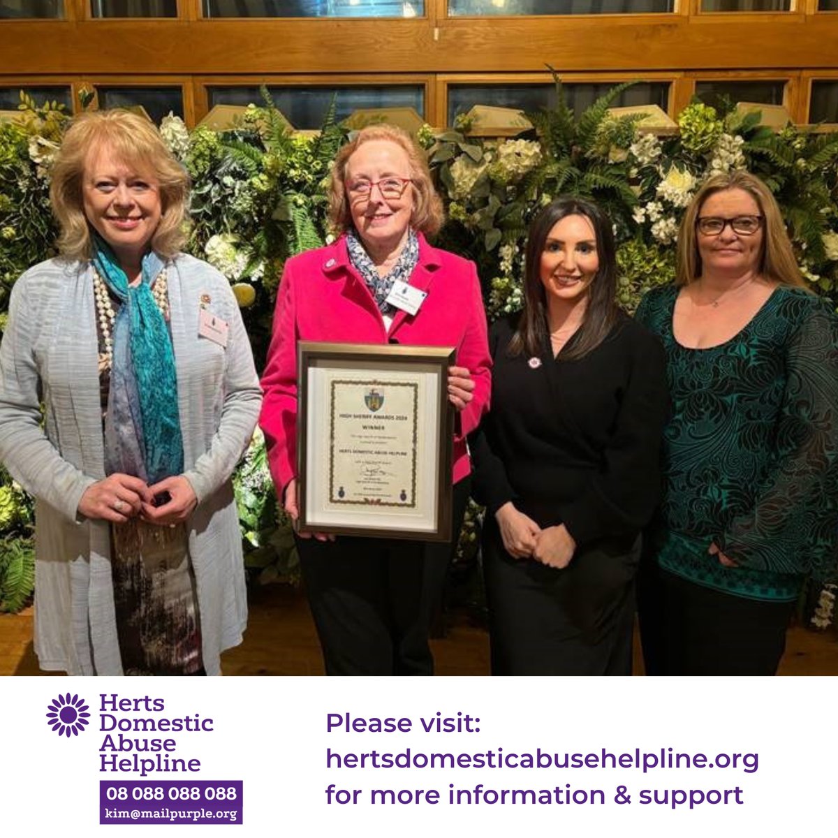 We are pleased to tell you that Sally Burton DL has agreed to become one of the Helpline’s Patrons 💜 Sally was High Sheriff of Hertfordshire about three years ago and has a lot of excellent connections across the county. #helpline #patron #charity #hdah