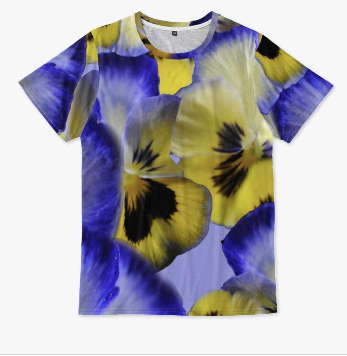 liminaldragonfly.com/listing/blue-a… #flowerart #pansies #alloverprinttshirt #tshirt