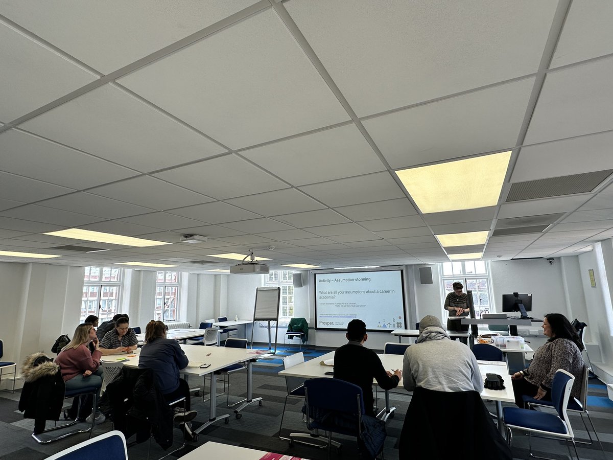 LivResearcher's tweet photo. What are your academic assumptions? Fantastic discussions about the myths and legends of working in #academia in our @UoL_RSA lunch &amp; learn led by @ProsperPostdoc #postdoc #careerdevelopment https://t.co/ZNywQbWcjR