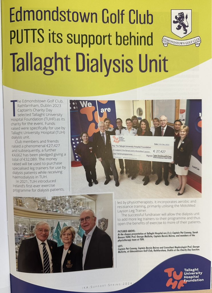 Support for exercise in Tallaght Hospital Dialysis unit - from IKA support magazine
