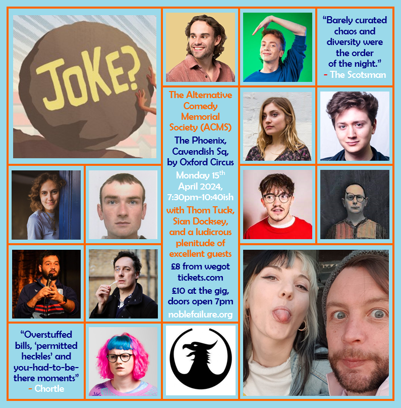 #ACMS 📅TONIGHT: 7pm doors, 7:30pm start 🏰@ThePhoenix_W1 🎟️£8 from wegottickets.com/event/613712/ till 5pm, or £10 on the door 🥳hosted by @siandocksey and @turlygod, with @kathyaqm, @maxdeevine, @thestroid, @ZoeTomalin, AND MORE 🏳️‍🌈free guestlist for trans & NB folk, DM us your names