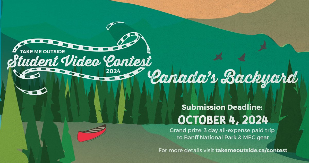 TMO's annual Student Video Contest is now live! 🎥We want to see how amazing this country’s backyard is, wherever you live! Enter your short video in either the individual or class category 🎬 Deadline: Oct 4th Check out all the prizes & details here: takemeoutside.ca/contest