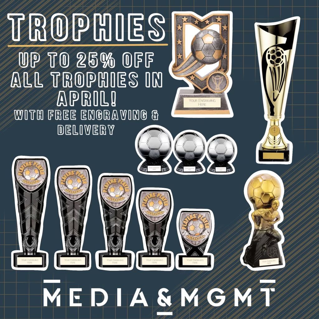 🚨🚨APRIL OFFERS 🚨🚨

Trophies - up to 25% off. 
FREE engraving 🏆
FREE delivery 🙌🏽

media-print.co.uk

#mediamgmtprintingandembroidery #offers #printing #doncasterisgreat #uniform #doncasterbusiness #logoprinting #printingsolutions #printingexperts #personaliseddesigns