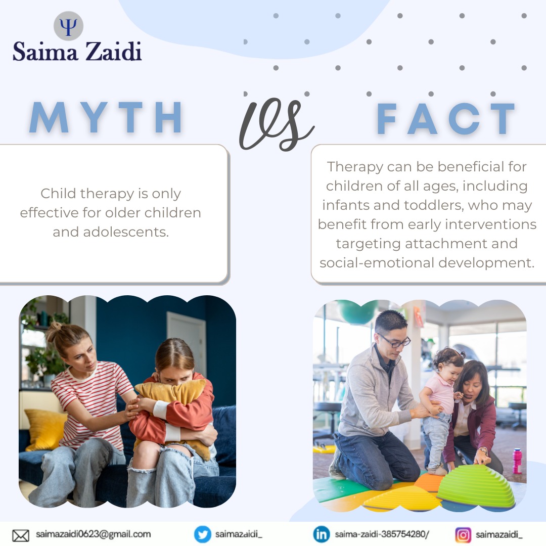 From the tiniest tots to teens, therapy knows no age limits. 🌈 Let's debunk the myth and ensure every child gets the support they need, right from the start.
#SaimaZaidi #MythVsFact #ChildTherapy #EarlyIntervention #TherapyForAllAges #ChildMentalHealth #InfantTherapy #NoAgeLimit