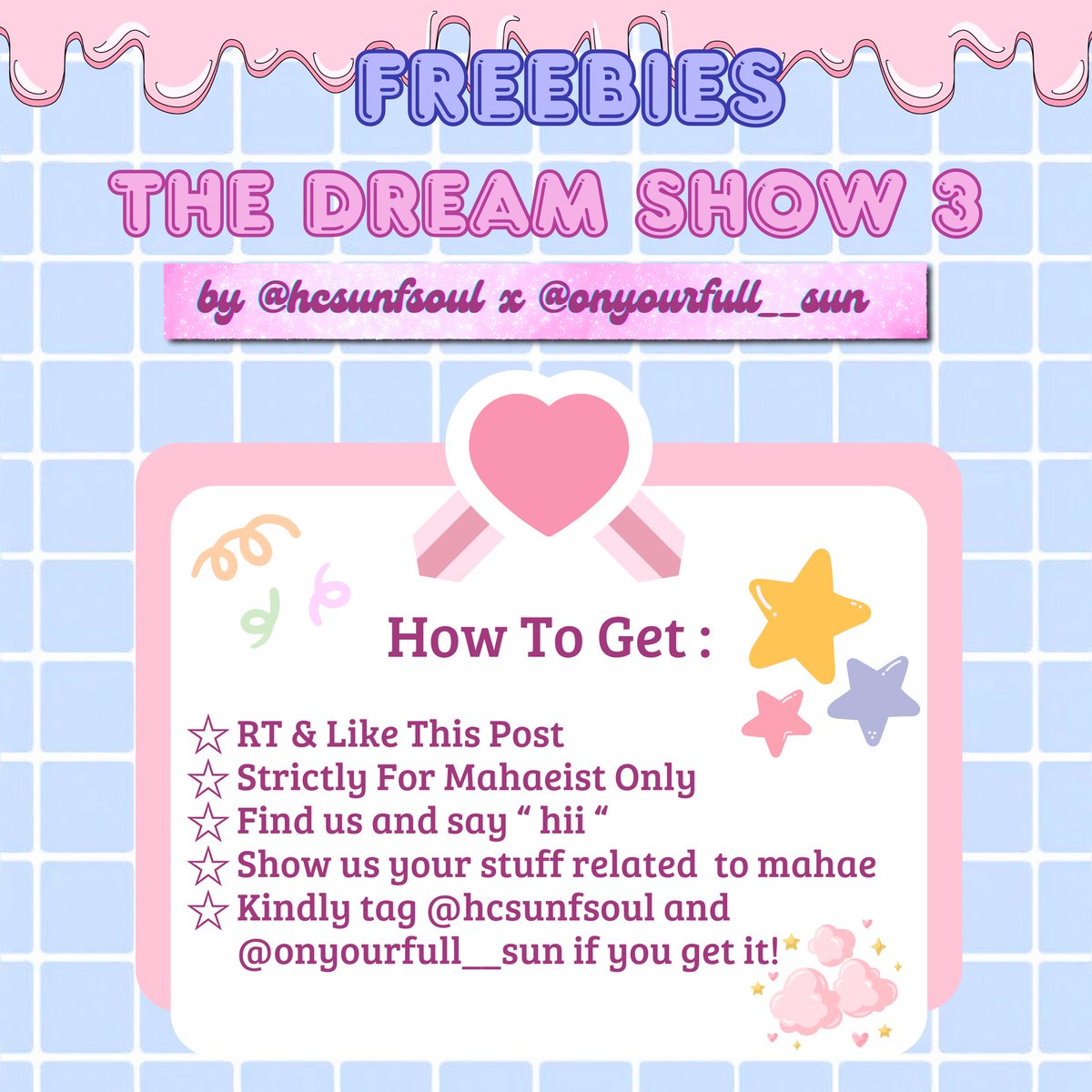 彡★ Freebies TDS 3 In Jakarta! 彡★ —— by @hcsunfsoul @onyourfull__sun ೀ 🗓️ 18 May 2024 📍 GBK Main Stadium ⏰ TBA ☆ Details On Poster ☆ Limited Qty! ⭑ RT and like are appreciated thank you!! ♡ #THEDREAMSHOW3_in_JKT #NCTDREAM_THEDREAMSHOW3