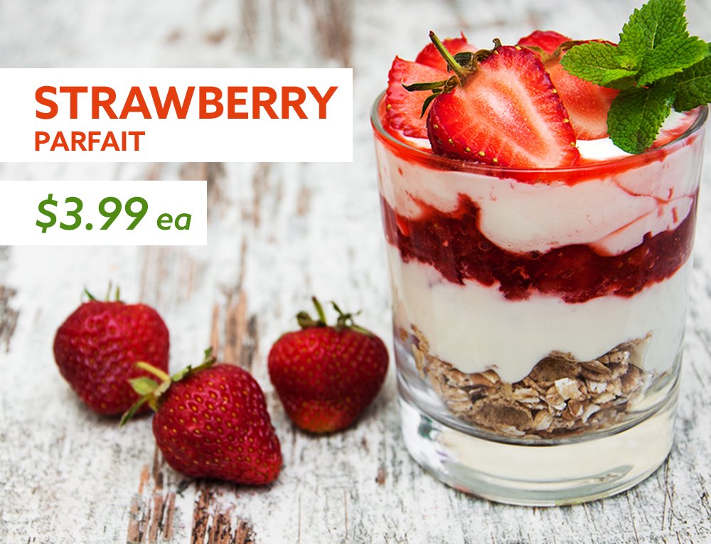 Strawberry parfait only $3.99ea! #snack #GeorgesMarket