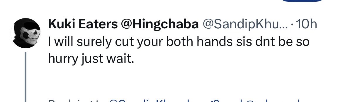 Khulkonns_3382's tweet photo. @rebeccahmar_ Where is this #Meithu cannibal ? Threatening a lady .
Sakthu eat your shit 💩! https://t.co/R7iDznpeow