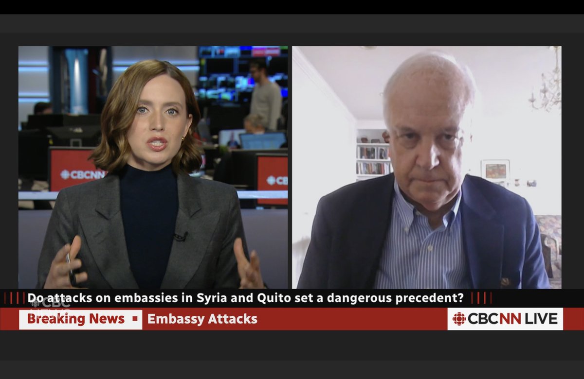 Can there be any justification for governments attacking #embassies ? Isn't this breaking the basic rules of diplomatic engagement ? My take on the @CBCNews . @BUPardeeSchool @BUPardeeCenter @AdilNajam @globalsarang #Diplomacy #Ecuador #Syria cbc.ca/player/play/1.…