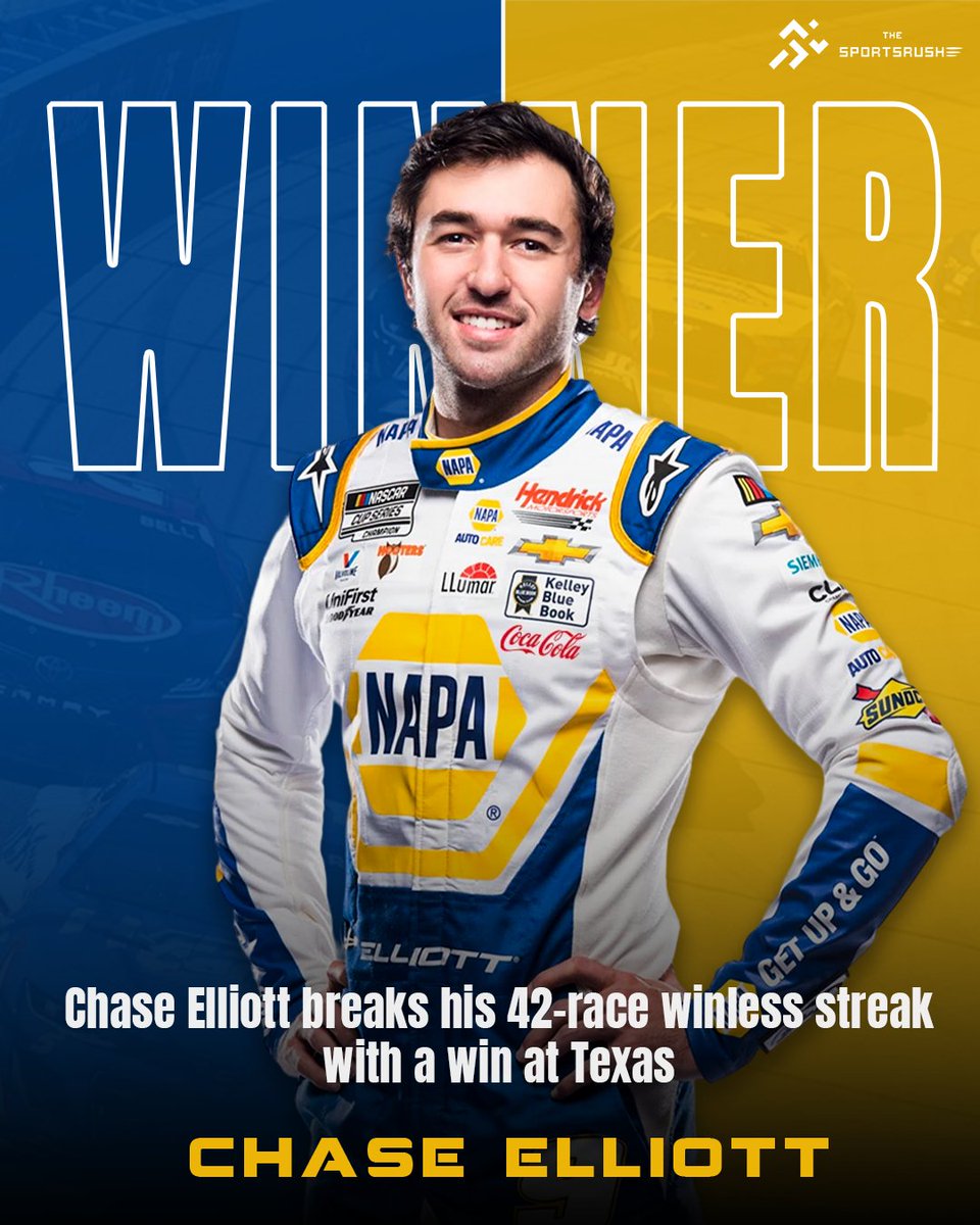 Chase Elliott is back to victory lane. #ChaseElliott #NASCAR #texasmotorspeedway #nascarnews