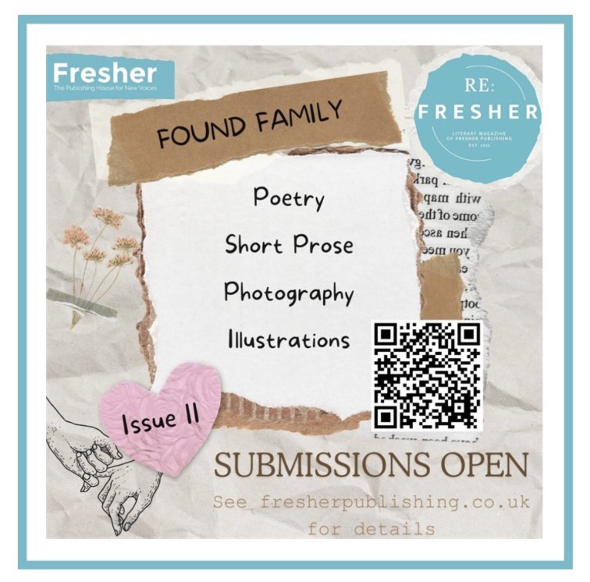 Fresher Publishing (@fresherpress) on Twitter photo Entries are open for the second issue of our ReFresher magazine! For this edition, we are asking BU and AUB staff, students, and alumni to reimagine the found family trope. Head to our website for more details.
#writingcompetitions #writing <a href="/bournemouthuni/">Bournemouth Uni</a> <a href="/inspiredAUB/">Arts University Bournemouth | AUB</a> Entries are open for the second issue of our ReFresher magazine! For this edition, we are asking BU and AUB staff, students, and alumni to reimagine the found family trope. Head to our website for more details.
#writingcompetitions #writing <a href="/bournemouthuni/">Bournemouth Uni</a> <a href="/inspiredAUB/">Arts University Bournemouth | AUB</a>