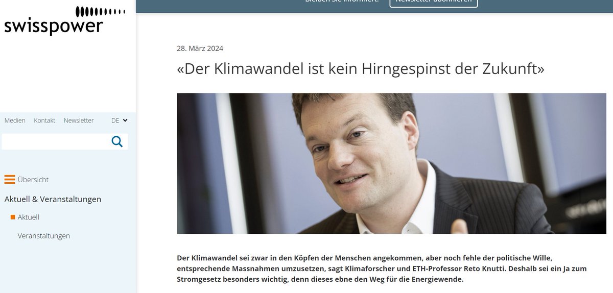 «Der Klimawandel ist kein Hirngespinst der Zukunft»
Interview @Swisspower_CH zu Klima und Stromgesetz

swisspower.ch/aktuell/news/d…