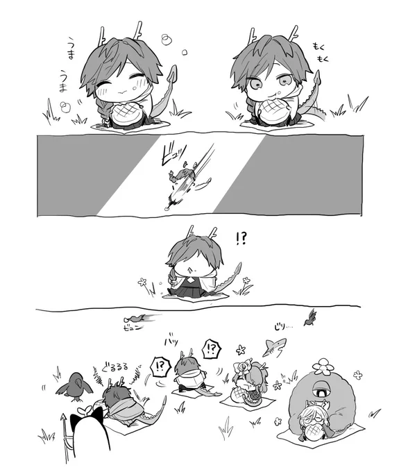 トンビにカメパンぬすまれ辰 