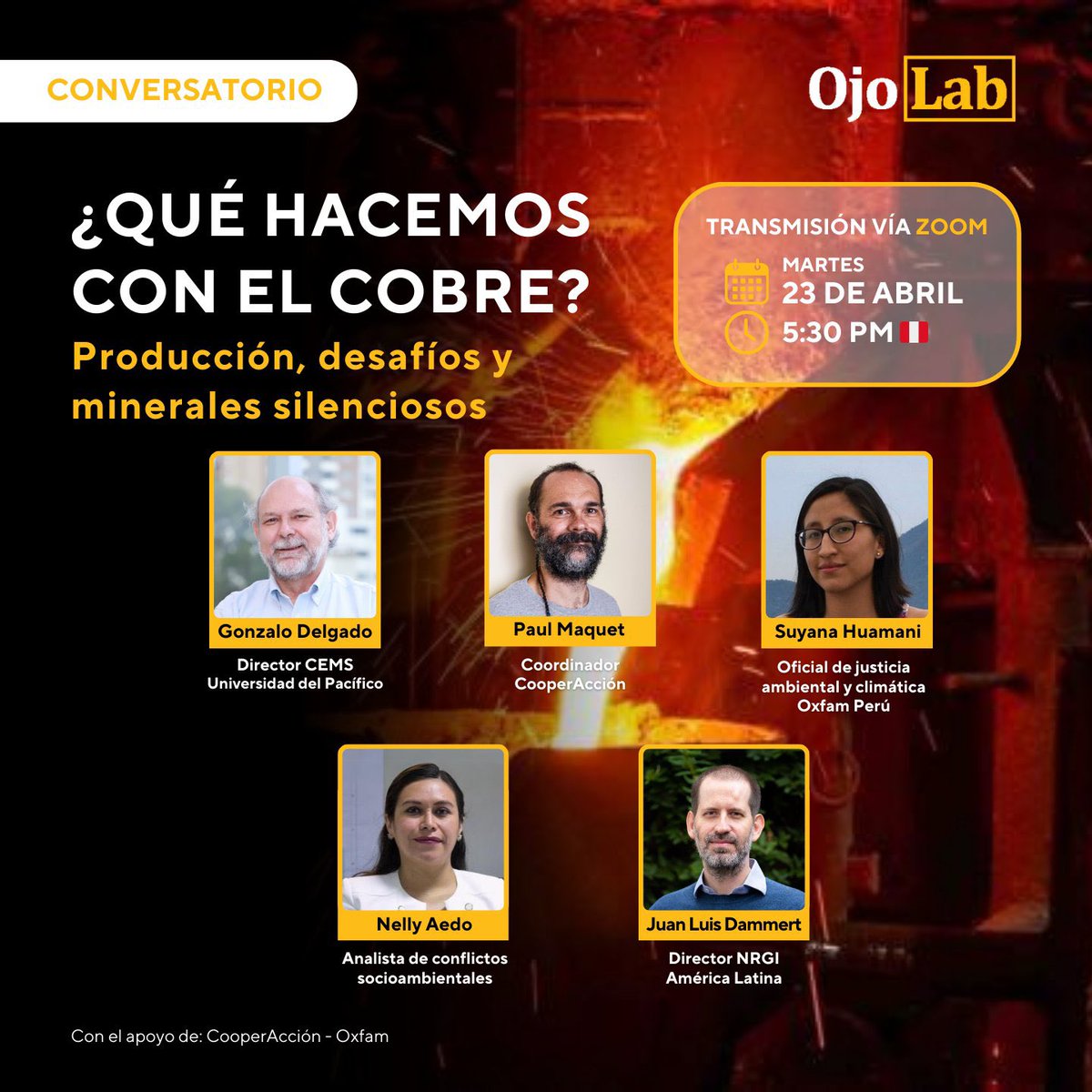 OjoLab's tweet photo. 📍 ¿Qué metales estratégicos salen del país junto al cobre y no se están registrando? ¿Por qué? 
De esto también hablaremos este 23 de abril en el conversatorio sobre el futuro y desafíos del cobre. 

La participación es gratuita, previa inscripción. 
👉https://t.co/zWnbxVo0zE 👈 https://t.co/kWjHEsms7P