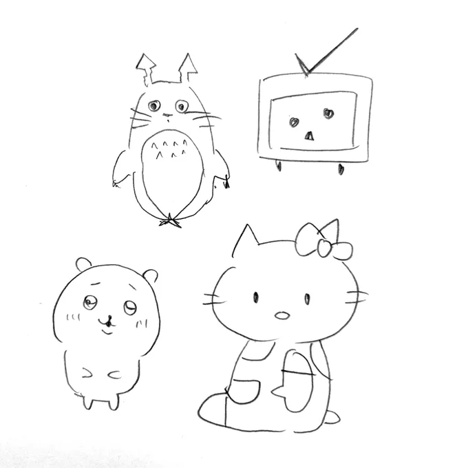 牛沢さんの動画を見ながら参加してみた
見ないで描いたキャラたち
何度も見てきたはずなのに何か違う 