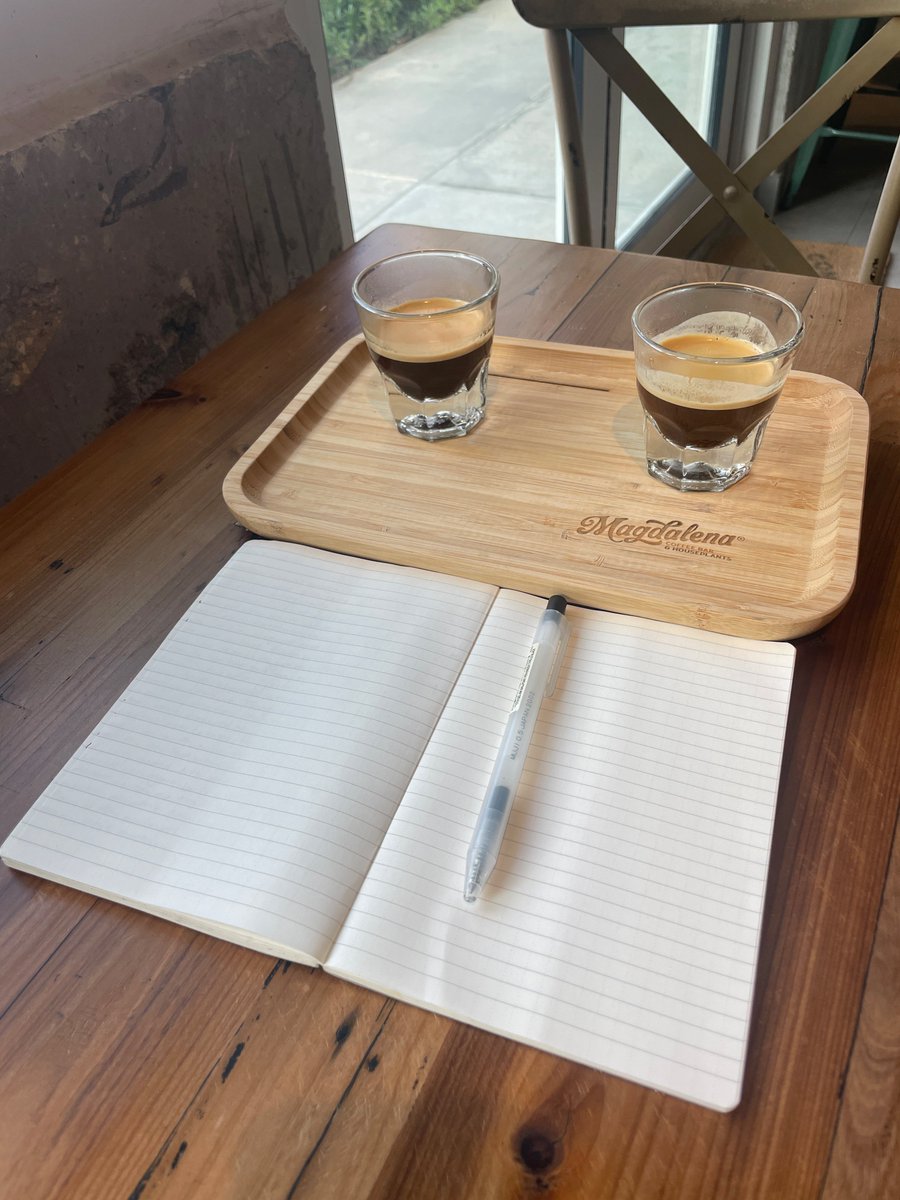 dickiebush's tweet photo. The 3-part framework I use to instantly break out of a "Mental Rut" (so I can get clarity on work or personal blockers and reclaim my focus)                                                                                                                                            

Step 1: Leave all screens behind, grab my journal, and walk to a random coffee shop. 

My phone and computer usually prevent me from thinking clearly, especially when I'm in a funk. Luckily, there are no distracting apps inside my Muji Notebook. So I'll grab my bag and journal, then head outside to get some sun and get moving.

Step 2: Brain dump anything that's on my mind once I get there (over a double espresso). 

After a ~30-minute walk, I usually feel better and am starting to think clearly. So then, I'll post up at a coffee shop, grab a double espresso, and brain-dump anything on my mind. This action alone gets me 90% of the way there—because most of the things that have me worked up look silly on paper.

Step 3: Tip the barista nicely, then pay for the coffee of the next 3 people behind me. 

Finally, I tap into instant serotonin with a few random acts of kindness to others in the coffee shop. (Shoutout to my boy @george__mack for this one.)

And that's it!

This is a potent mix of movement, reflection, and gratitude—and it always does the trick.

If you enjoyed this, let me know in the replies. I'd appreciate it if you could like the post and repost it so more people can find it ✊

Then follow me @dickiebush for more posts like this on personal progress.