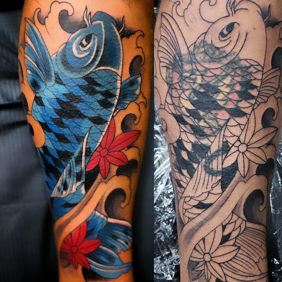 FerrisTattoos's tweet photo. Cover up #CoverUp #tattoo #tatt ##tattooist #tattooartist #tatts #INKED #ink #inkedup #inkedguys #guyswithtattoos #japanese #koi #koifish https://t.co/Yn0wJGnMAH