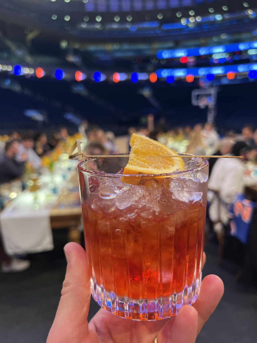 schmooey's tweet photo. About last night… 

We hosted an @infatuation x @Chase Sapphire Dinner On The Court w/@wildairnyc. First time @TheGarden has ever hosted a dinner on the actual 🏀 court. 

Not a bad way to celebrate an amazing @nyknicks regular season…

A+ balls 📸 @CountOnVic https://t.co/zf9sT6qRHh