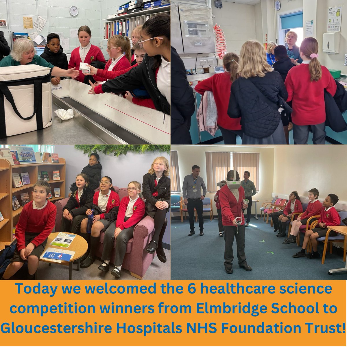 The @GH_apprentices welcomed six competition winners into our hospital as part of #hcsweek2024 today, the pupils thoroughly enjoyed what our professionals were able to show them. @gloshospitals #inspiringourfutureworkforce #skillsforlife #careersfamily #stepintothenhs