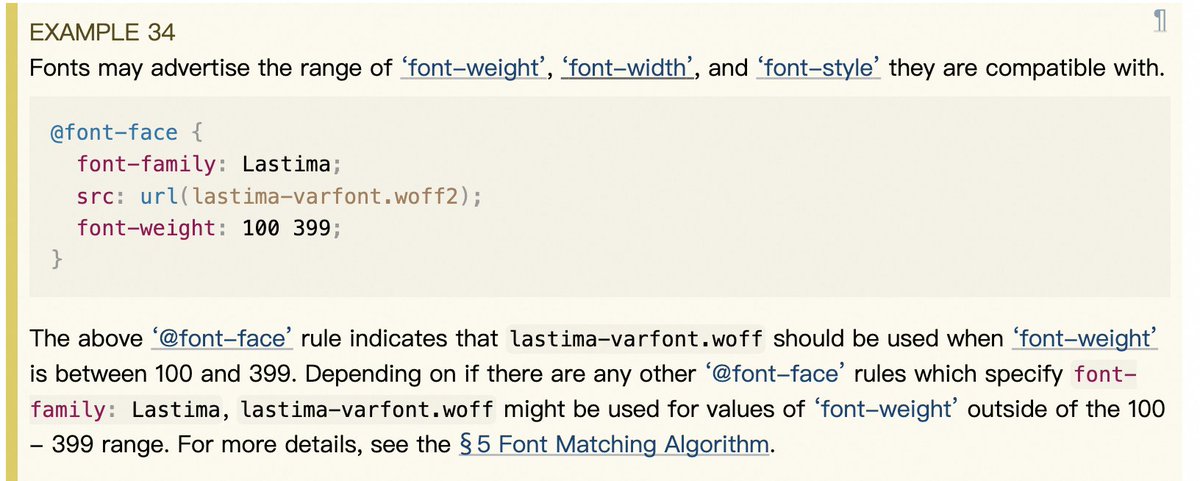 Does anyone know exactly which version of each browser supports the font-weight range syntax? 

e.g. font-weight: 100 399

drafts.csswg.org/css-fonts/#ex-…