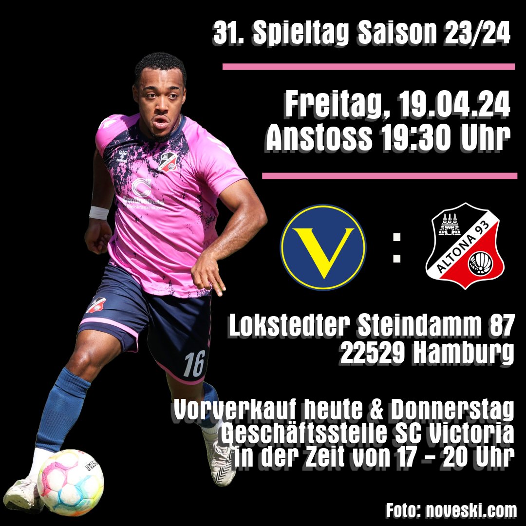 Es ist bald wieder soweit.🎉Das älteste, noch gespielte Stadtderby Deutschlands steht an und ihr könnt bereits heute und am Donnerstag Karten für das Spiel beim SC Victoria erwerben.🔥Lasst euch dieses Highlight nicht entgehen und seid dabei.😍#altona93 #hamburg #derby #fussball