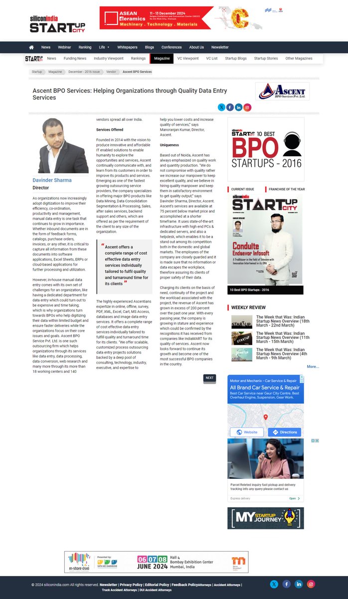 Ascent_bpo's tweet image. Ascent BPO Services: Helping Organizations through Quality Data Entry Services
Read more:
startup.siliconindia.com/.../ascent-bpo…...
#ascentbpo #dataentryprojects