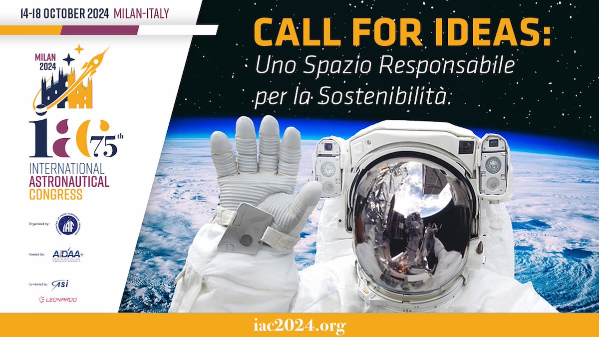 🗓️19 aprile h 16:30 Appuntamento con il webinar “Materiali ecologici e rifiuti spaziali”organizzato da ASI, @aidaaitaly, @Leonardo_live in occasione della Call #IAC2024 “Uno spazio per la sostenibilità” @IAC2024 @telespazio 👉tinyurl.com/5y2hk4we