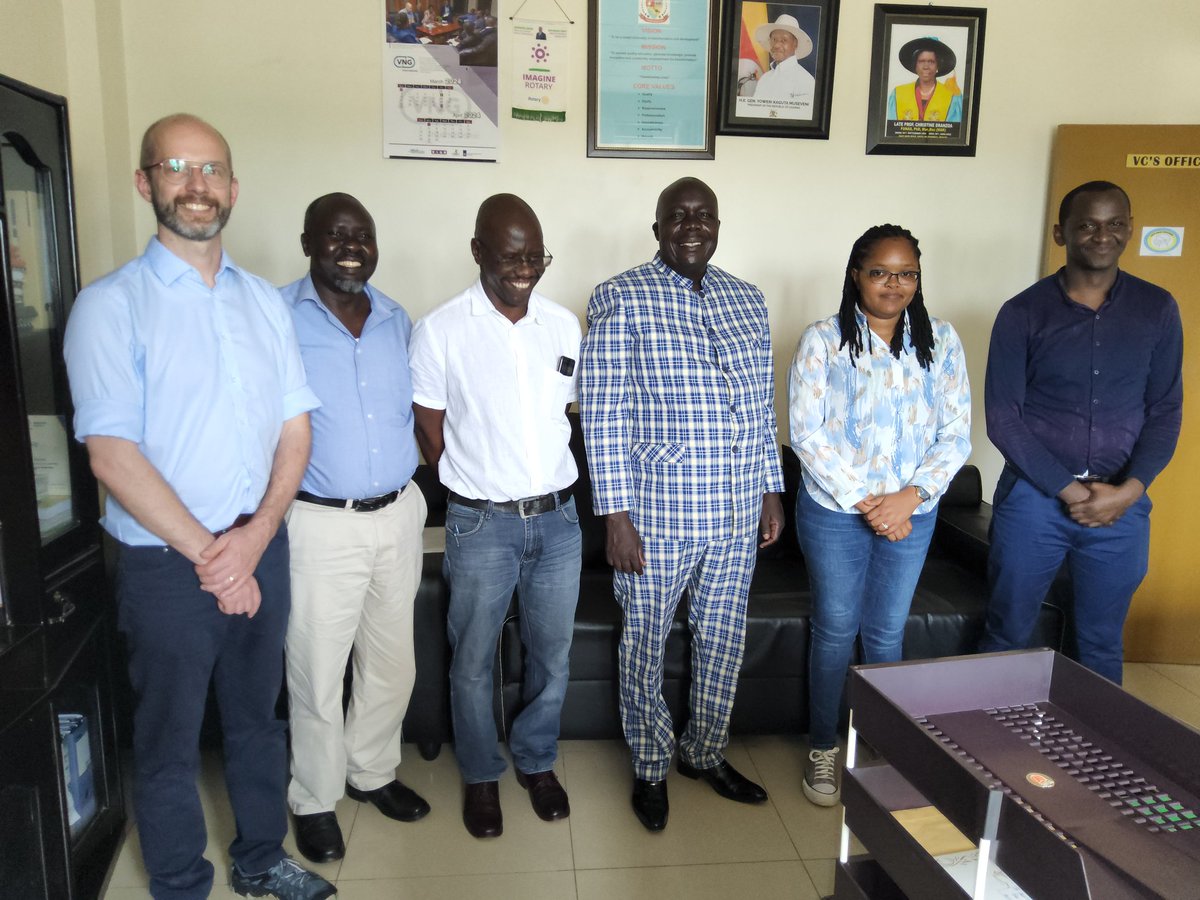A courtesy call to the Office of the Vice Chancellor this afternoon by a team from Ghent University in Belgium. They are conducting training on molecular biology in the newly set molecular biology laboratory in the Faculty of Agriculture and Environmental science, Muni University